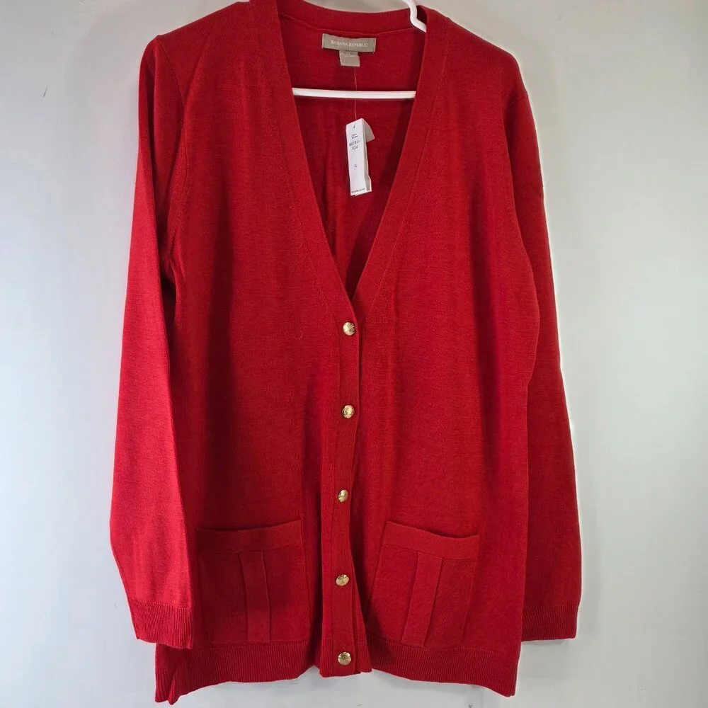 Banana Republic Womens V-Neck Cardigan Sweater Bundle XL Red Grey Black NWT - Picture 6 of 8